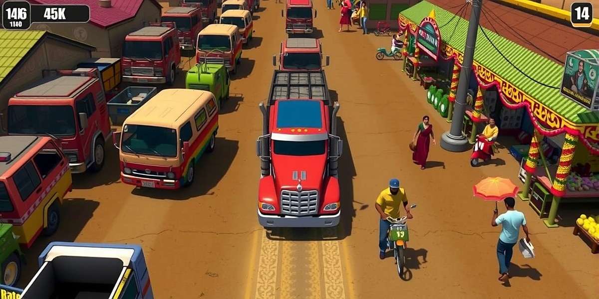 Cargo Runner gameplay showing a truck navigating through a busy Indian market during a local festival